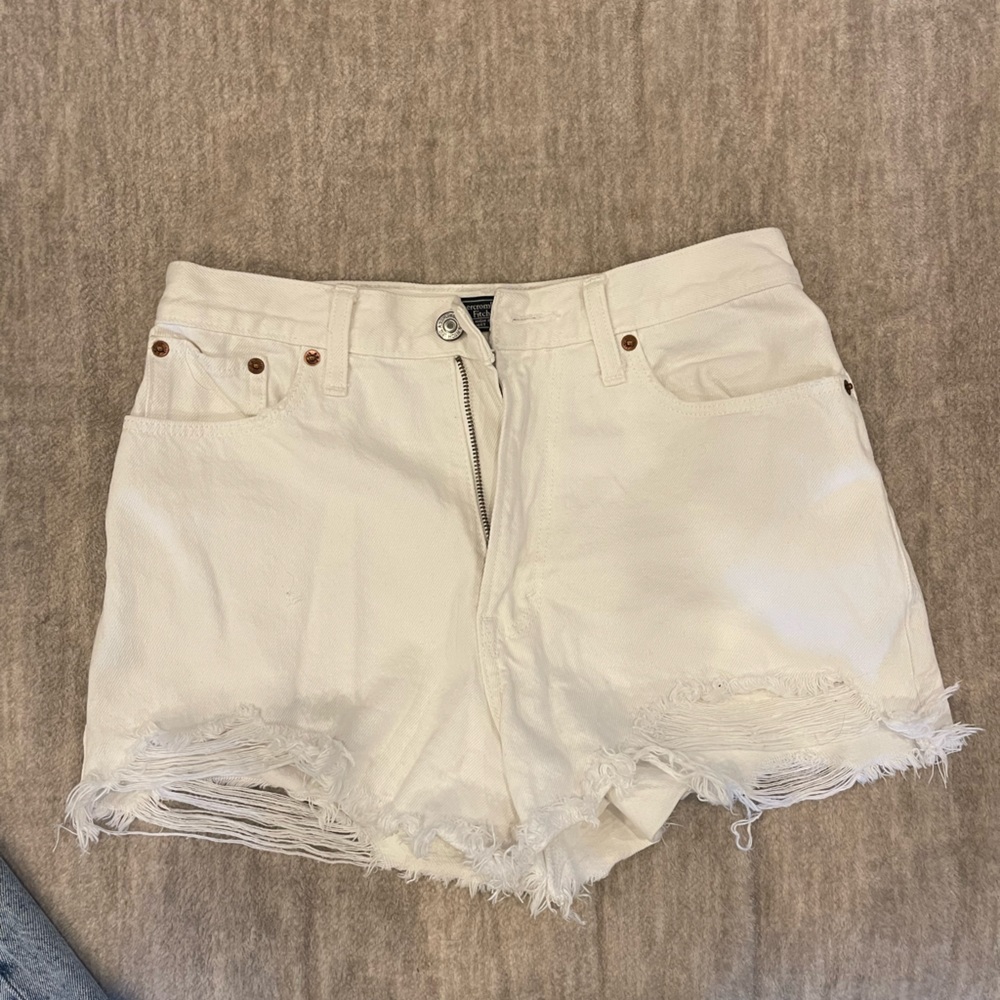 Abercrombie white jean shorts high waisted